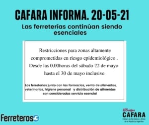 CAFARA ferreterías son esenciales CAFARA ferreterías en Argentina son esenciales