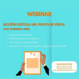 Webinar Gestión exitosa del punto de venta. 14 de setiembre. 19hrs Webinar Gestión exitosa del punto de venta